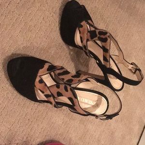PRADA suede and pony hair high heel sandal